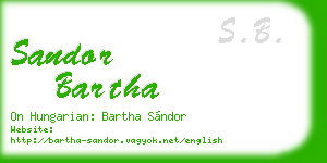 sandor bartha business card